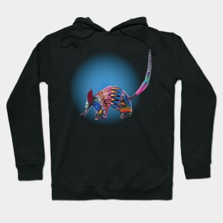 Coco armadillo alebrije Mexican folk art hand-painted maximalist colorful pattern Hoodie